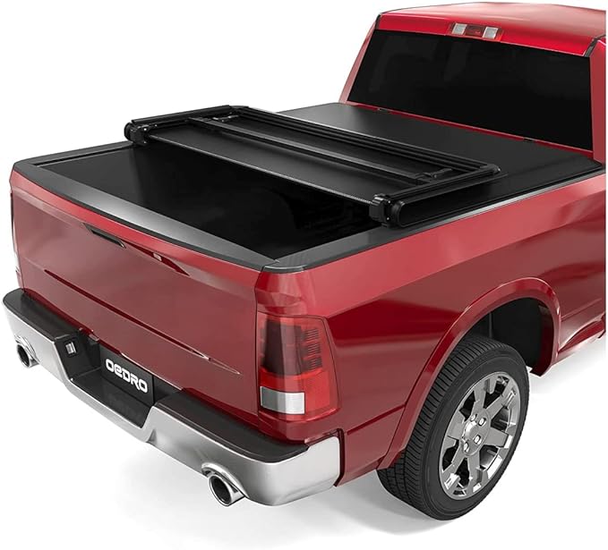 oEdRo Soft Tri-Fold Truck Bed Tonneau Cover Compatible with Dodge Ram 1500 2002-2025 (Inclu. Classic & New), Fit for Dodge Ram 2500 3500 2003-2025, Fleetside 6.4 Ft Bed w/o Ram Box