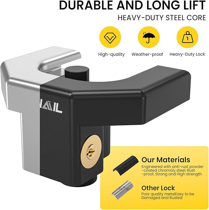 Trailer Hitch Locks Kit - Heavy-Duty Hitch Lock for 2" Couplers with Straight Lips, Anti-Theft Steel Core Lock with Keys for RV, Camper, Trailer, Boat, Caravan