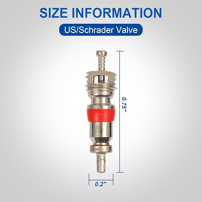 9002/TRC1 Nickel Plated Brass Tire Valve Core for Most Automotive, RV, ATV, Tire Valve Stems Remover Replacement, Length 0.75'',Dia 0.2'', Pack of 100