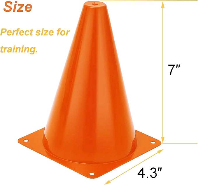 7 Inch Soccer Cones with Carry Bag,15 Pcs Sports Training Cones, Basketball Football Skating Drills Cones, Small Plastic Agility Marker Cone For Indoor and Outdoor Games,Orange Mini Traffic Cones