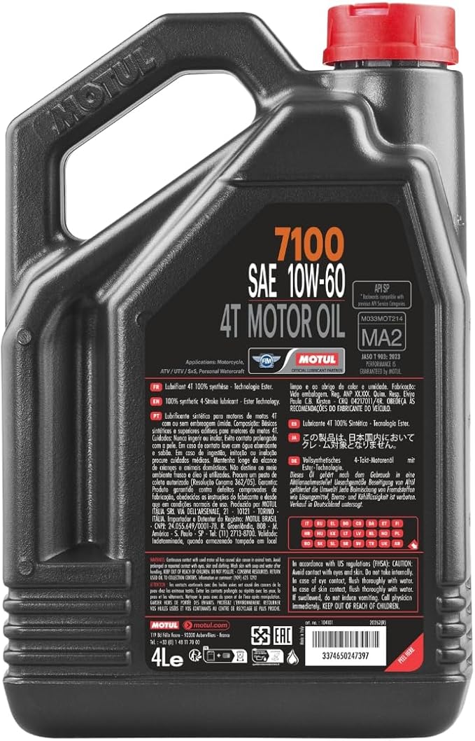 Motul 7100 4T Synthetic Ester Motor Oil - 10W60-4L. 102191