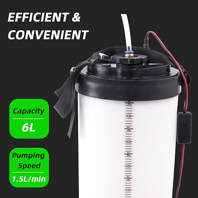 leaptrend Electric Oil Vacuum Extractor (NOT Manual), Oil Changer Fluid Extractor Pump with Cigarette Lighter and Crocodile Clip, 3 Size Oil Extraction Hose, 6L Oil Barrel w/Drain Switch