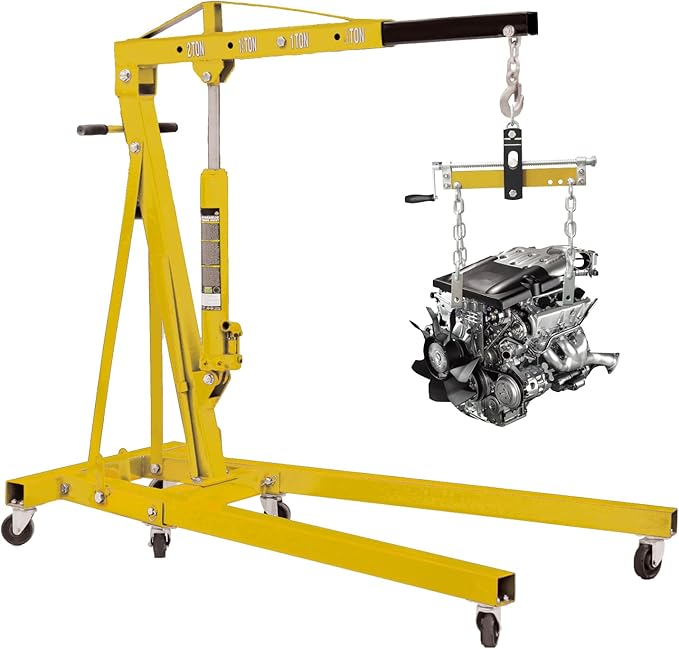 YELLOW JACKET Engine Leveler 1500lbs Steel Engine Hoist Shop Crane with Ball Bearing and Adjustable Handle