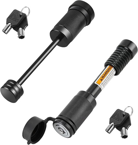 METOWARE Keyed Alike Trailer Hitch Lock Set, 5/8" Dia 3-1/2” Long Anti-Theft Hitch Lock Fits Class III IV Receiver, 1/4” Dia with 3-1/2" Span Traile Coupler Lock for Tow Boat RV Truck