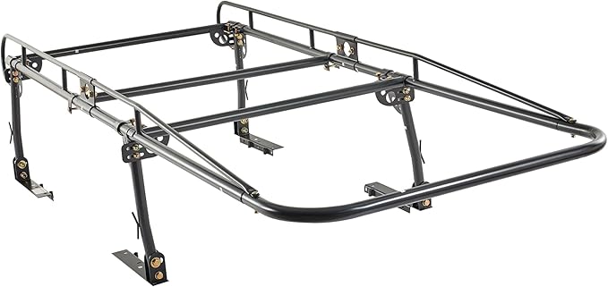 Universal Steel Over-Cab Truck Bed Rack Contractor Pickup Lumber Full Size Rack Adjustable for Kayak, Ladder, Surfboard, Lumber