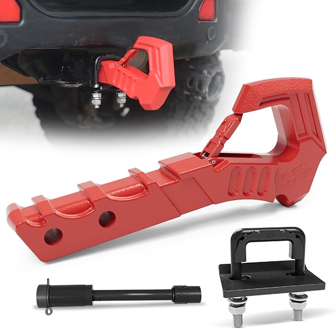 Tow Hitch Receiver Hook With Tightener, 2 Inch Truck Hitch, Drop Forged Steel Trailer 88000 Lbs Break Strength, Scorpion Tail Tow Hook for Trucks, Red