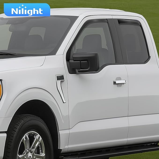 Nilight in-Channel Rain Guards for Ford F150 2021 2022 2023 2024 Super Cab, F250 F350 F450 F550 2023 2024 Super Duty Super Cab,Vent Window Visors, Original Window Deflectors-4PCS