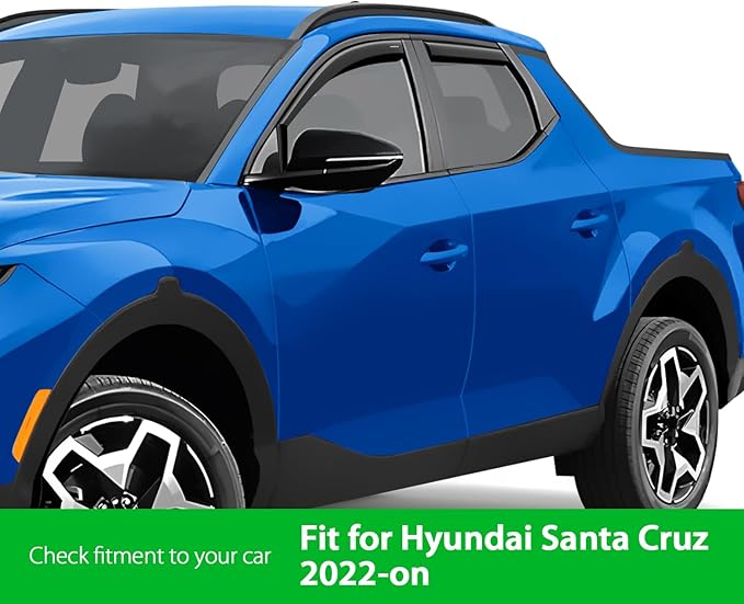 Goodyear Shatterproof in-Channel Window Deflectors for Hyundai Santa Cruz 2022-2026, Rain Guards, Window Visors for Cars, Vent Deflector, Car Accessories, 4 pcs - GY007896