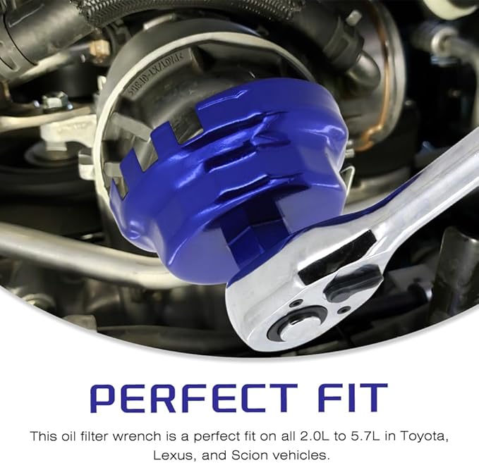 A ABIGAIL Heavy Duty Oil Filter Wrench for Toyota Oil Filter Tool Oil Filter Cap Wrench Removal Tool 64mm 1/2" Drive for Lexus, Camry, 4 Runner, Tundra 2.5-5.7L Engine