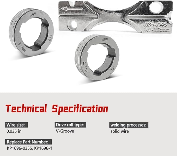 KP1696-035S Drive Roll Kit .035" V-Groove Fit for Lincoln 216 255XT 350MP MIG Welder for 25M LF-72 LN-15 LN-25 PRO Dual Power Wire Feeder Replace KP1696-1 for Solid Wire