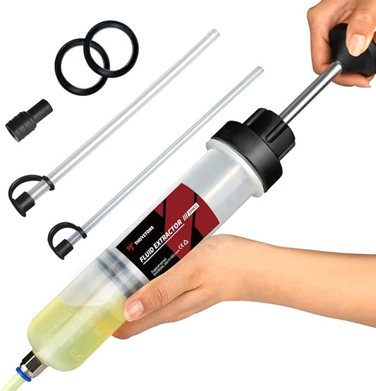Thorstone 200cc Automotive Fluid Extractor Pump, Manual Oil Change Syringe with 2pcs 22cm PVC Suction Tubes