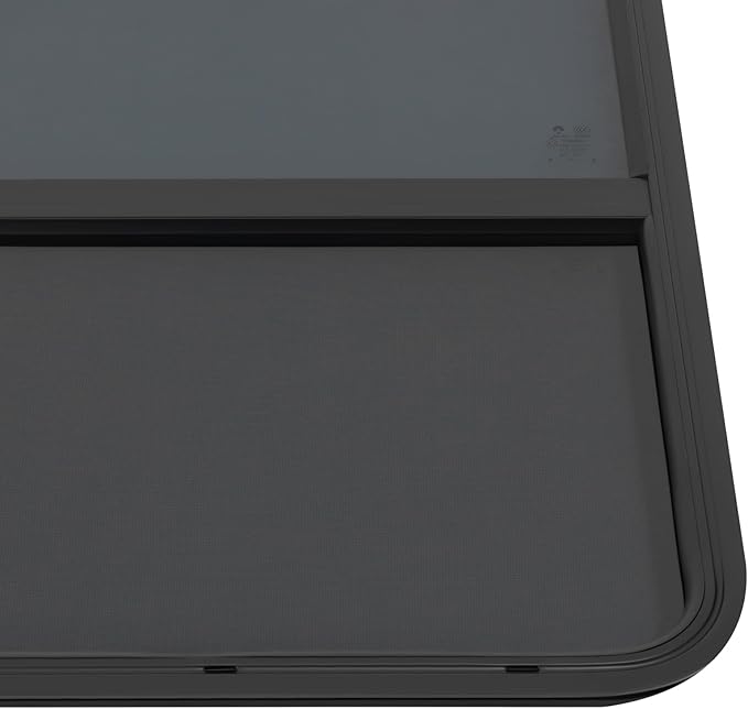 RV Window, Teardrop Vertical Slide Black RV Window, 24" W X 36" H Vertical Sliding Window Camper Trailer Window Vertical Sliding Replacement Glass W/Trim Ring, Universal RV Window