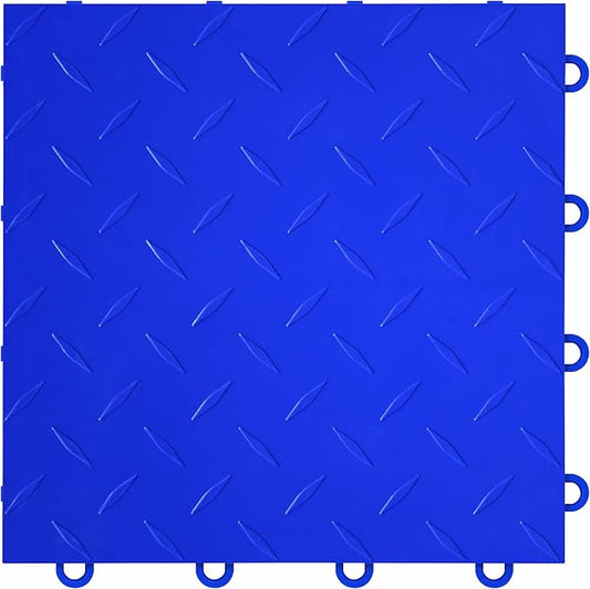FlooringInc's Nitro 12"x12" Snap-Together Garage Flooring Tiles, Non-Slip Interlocking Plastic Floor Mat, Diamond Pattern, Shelby Blue, 1 Tile, 1 Sq/Ft