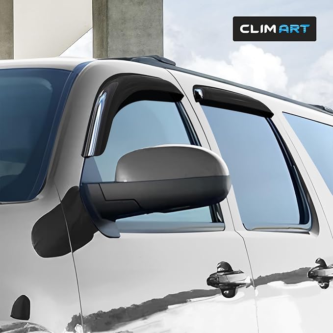CLIM ART Incredibly Durable Rain Guards Compatible with Suburban 1500 2007-2014/2500 2007-2013, Original Tape-on Window Deflectors, Vent Deflector, Window Visors, Car Accessories, 4pcs. - 407180