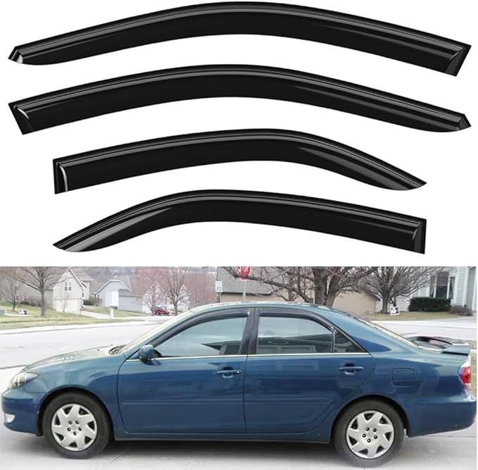 Original 4pcs Side Window Deflectors, Outside Mount Tape-On Rain Guards Set, Easy to Install Side Window Visors Compatible with 2002-2006 Toyota Camry All Models 94236