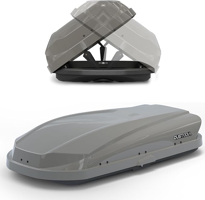 Hard Shell Roof Cargo Carrier with Security Keys, Roof Box, Cargo Box, 62.52 (L) x32.48 (W) x 13.19(H) Inches, 14 Cubic Feet (Tool-Free Install), Gray