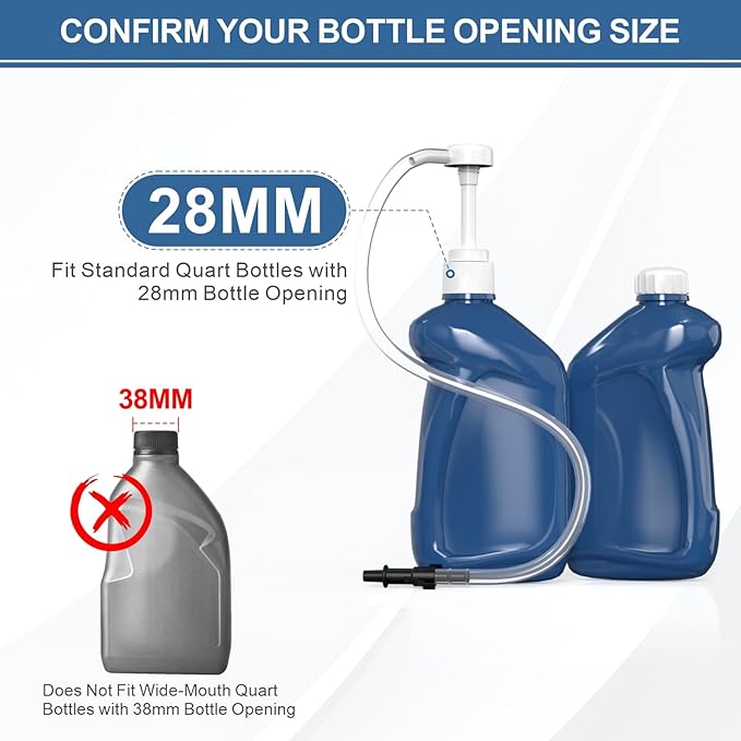 2 Pack Fluid Pump, Fluid Pump for Standard Quart Bottles，10cc Per Pump Stroke, Transmission Fluid Pump with 3rd Hand Adapter, Transfer Gear Oil Transmission and Differential Fluid Pump