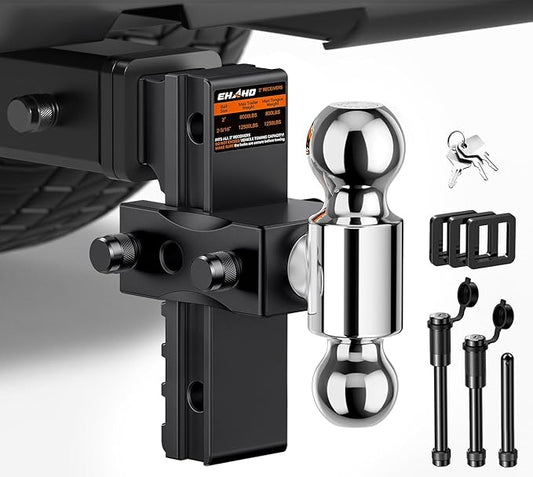 Ehaho Adjustable Trailer Hitch,Drop Hitch 2 Inch Receiver Heavy Duty Aluminum Tow Hitches with 8 Inch Drop/Rise for Truck
