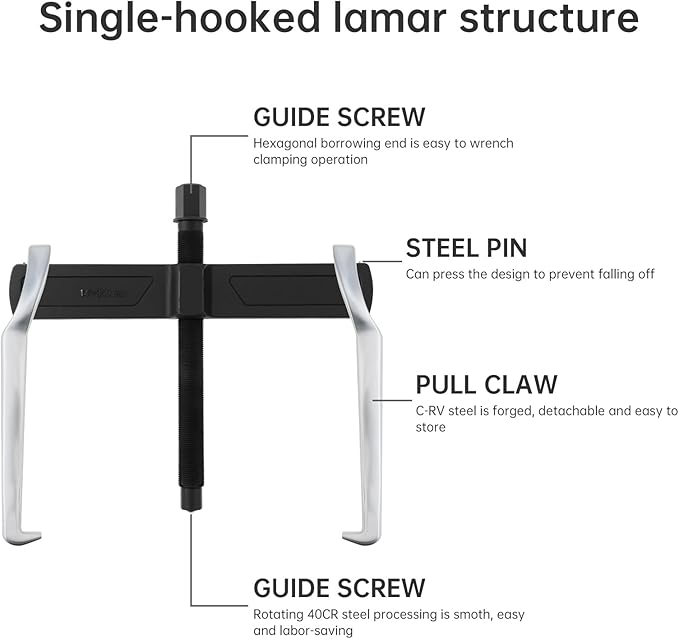 ChgImposs 14 Inch 2-Jaw Gear Puller, Adjustable Bearing Puller Gears + Wire Brush + Gloves, Reversible Removal Tool, CR-V Two Claws Puller Tool for Removal of Pulleys Flywheels Bearings Gears