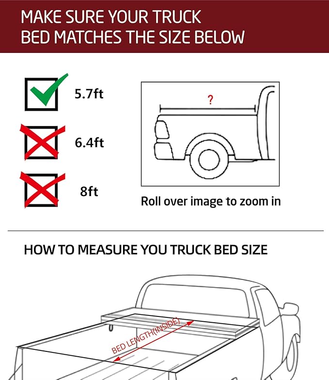 Kikito Vinyl Soft Roll-Up Tonneau Cover Truck Bed for 2009-2018 Ram 1500; 2019-2023 Classic Ram 1500 with 5.7ft(67.4in) Bed w/o Rambox