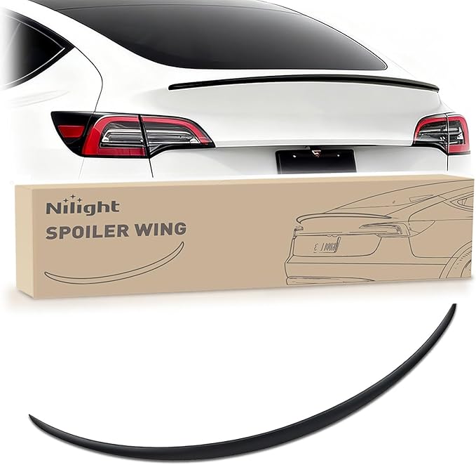 Nilight Spoiler Compatible with Tesla Model Y 2020 2021 2022 2023 2024 Spoilers for Cars Rear Spoiler Wing ABS Sporty Rear Trunk Lip Exterior Accessories Easy No-Drill Installation, Matte Black