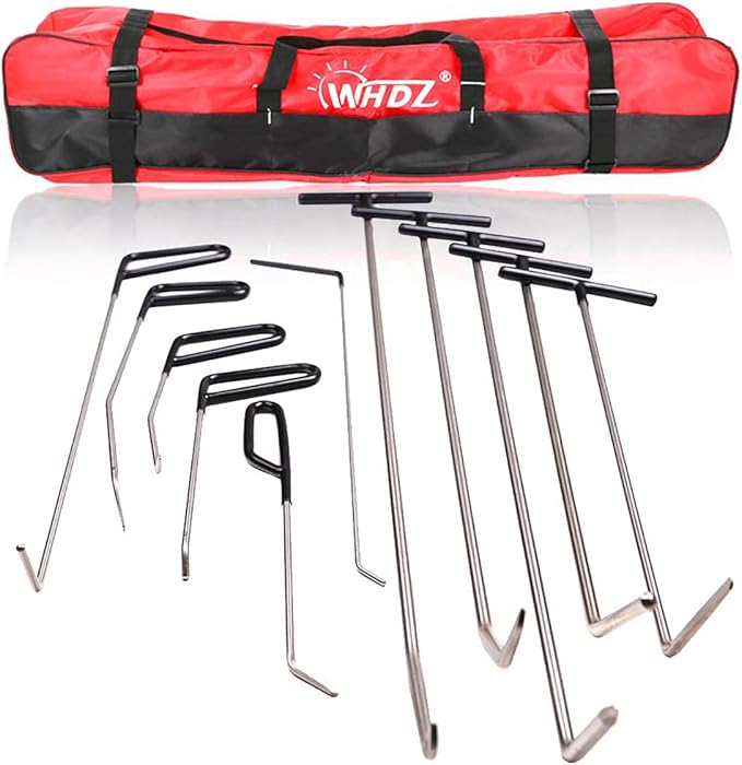 WHDZ Paintless Dent Repair Rods 11Pcs Auto Body Paintless Dent Repair Tools Kit for Door Dings Hail Repair and Dent Removal