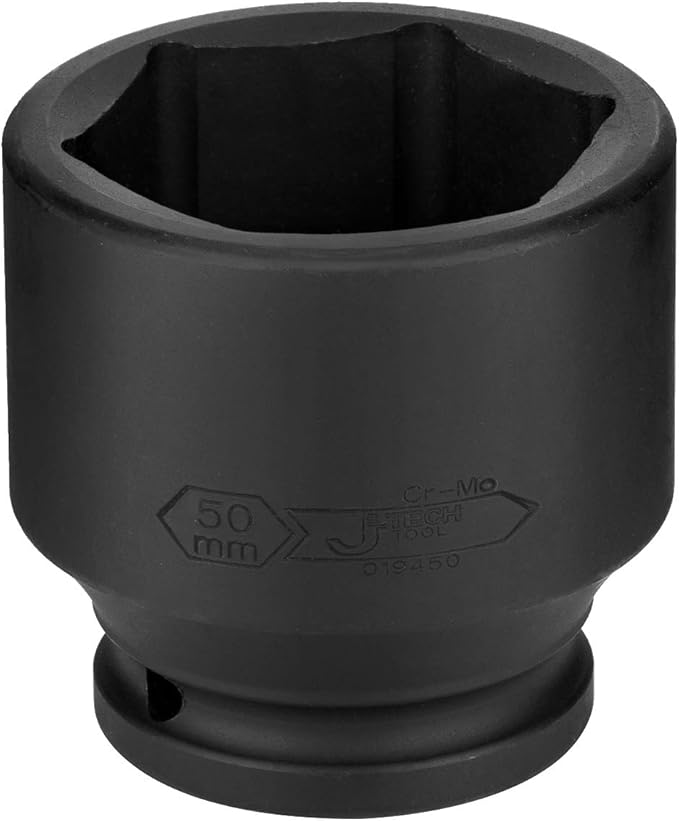 Jetech 3/4 Inch Drive 50mm Standard Impact Socket, Made with Chrome Molybdenum Alloy Steel, Heat Treated, 6-Point Design, Metric