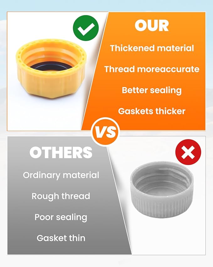 4 PCS Gas Can Cap, Replacement Lid for Gasoline Storage Containers, Fuel Tanks, Water Jugs - Durable, Coarse Thread Design, Ideal for Portable Gas Cans and Metal Gas Tanks Yellow