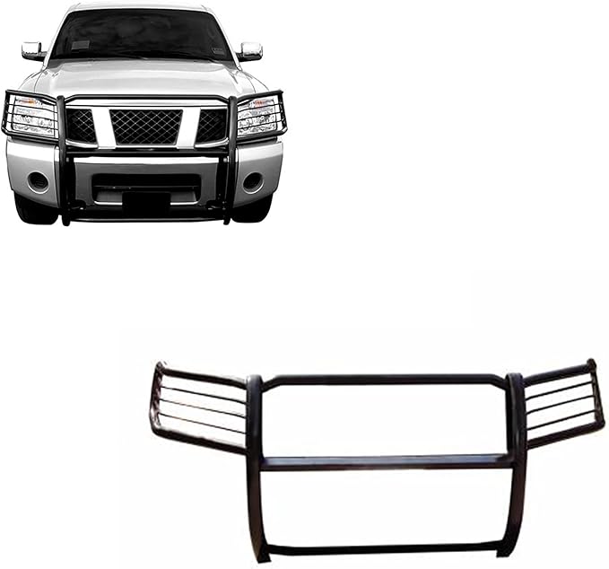 Black Horse Grille Brush Bumper Guard Modular Black Compatible with 2005-2015 Nissan Armada|2004-2015 Nissan Titan Crew Cab|2004-2015 Nissan Titan King Cab-17NR26MA