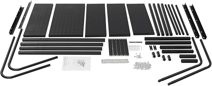 5-Step RV Steps with Handrail, Heavy Duty Carbon Steel Freestanding Outdoor Stairs for RV Camper Mobile Home Pool Hot Tub, Portable Staircase (5 Steps)