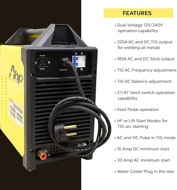 New 2024 AHP Alpha-TIG 225Xi 200 Amp IGBT AC/DC Pulse TIG/Stick Welder 110v/220v Dual Voltage