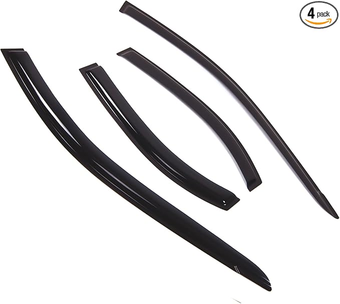 TuningPros Outside Mount Window Vent Visors Rain Guards Compatible with Mazda Mazda6 Sedan 2002-2007 | Side Window Wind Deflectors Rain Shields | Smoke Tinted, 4 Pcs Set, DGWV-306