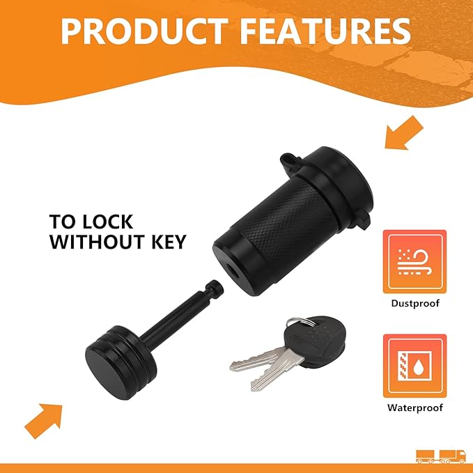 Trailer Coupler Lock 1/4" Dia, Trailer Tongue Lock with 7/8 Inch Span Fits Straight Tongue Trailer Coupler, Solid Coupler Lock with Keys for Towing Boat Truck RV Car Trailer (2Pack)