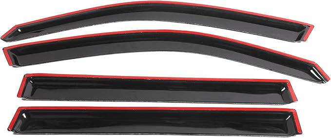 IKON MOTORSPORTS Tape On External Window Visor, Compatible with 2003-2008 Honda Pilot, Slim Style Acrylic Black Sun Rain Wind Guards Cover 4Pcs Set