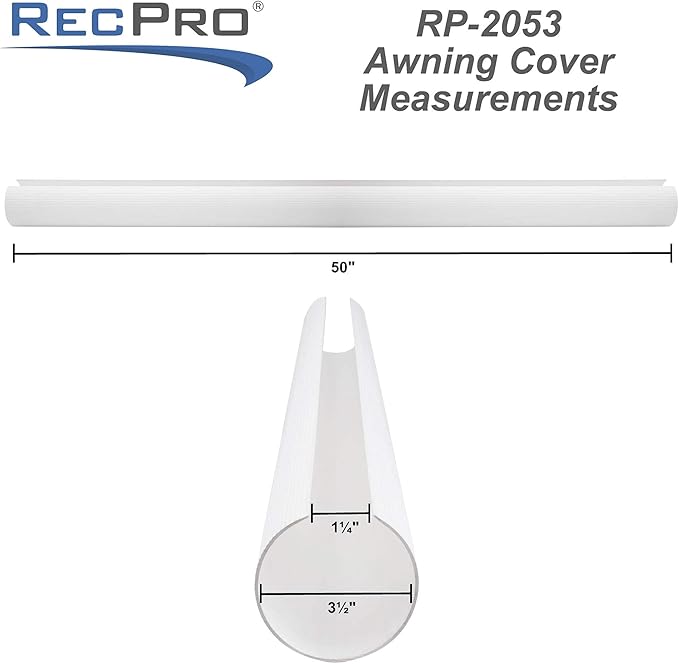 RecPro RV Patio Awning Cover Kit | 50" Segments Overlap to Protect Awning Fabric | White, Gray, Tan | Kits Up to 24 Feet | Made in USA (5-pc - Fits Awnings up to 20ft, White)