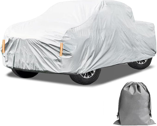 Caromop 10-Layer Waterproof Car Cover All Weather Protection (Snow, Rain, Sun) with Secure Fit Straps and Easy On/Off Zipper-Size T1 (See Size-Chart)