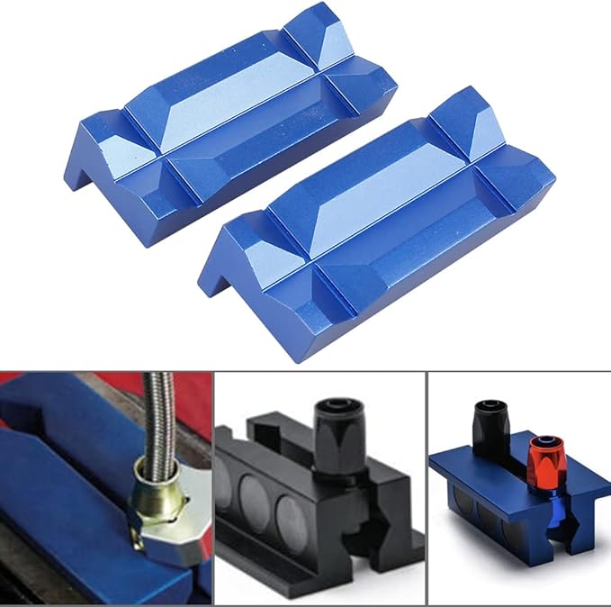 BARTOO Aluminum 4" Vise Jaws Pads, Magnetic Reversible Pipe Vise, AN Fitting Vice Jaw Covers, Professional Grade Multi-Purpose Vise Jaw Protective Inserts for Any Metal Bench Vice (4", Blue)