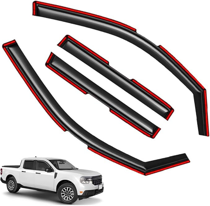 4PCS in-Channel Window Visor Rain Guards Compatible with 2022-2025 Ford Maverick Front and Rear Wind Deflectors Weather Shields