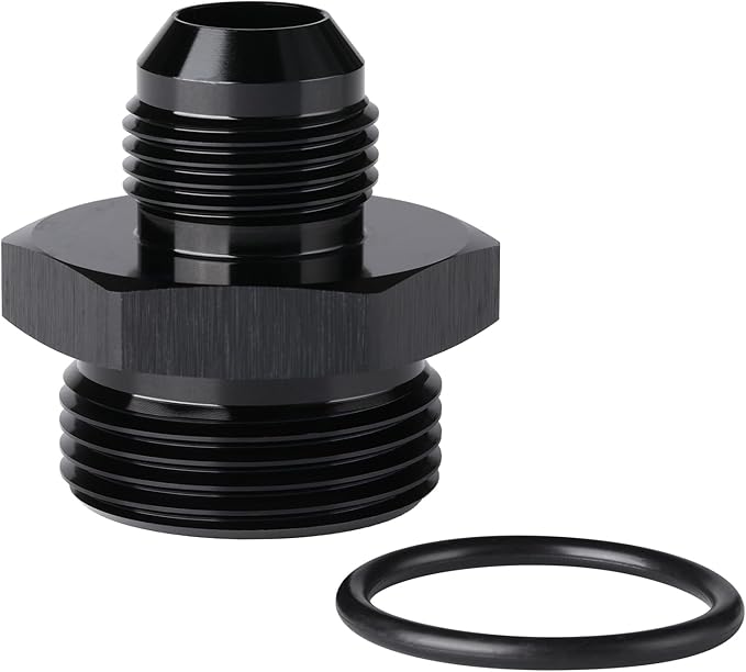 10AN Male Flare to 16AN ORB O-ring Boss Fuel Pump Rail Adapter Fitting Aluminum Black