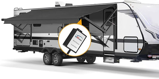 Black Intelligent RV Power Awning Frame and Fabric Assemblies Full Set for RV,5th Wheel,Travel Trailers,Motorhome Trailer Awning for Home or Camper (10Feet, Black Solid)