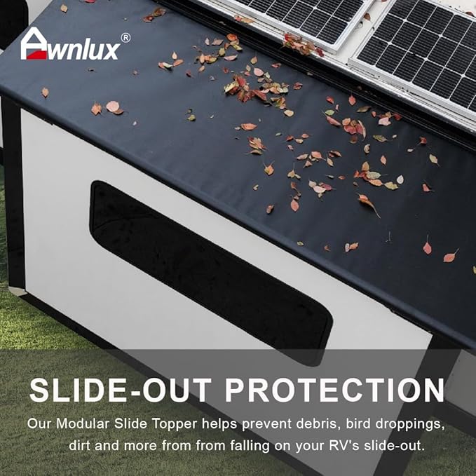 Awnlux Slide Topper Awning PRO MAX - Black Modular Slide Out Awning Kit Slide Out Protection for RVs, Travel Trailers, 5th Wheels, and Motorhomes-12' (11'7" Fabric)