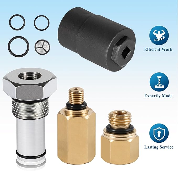 Bonbo 6.0 IPR Valve Socket & Oil Rail Adapters Kit & 6.0 High Pressure Oil Pump IPR Valve Air Test Fitting Tool with Seal Kit, Fits for Ford 6.0L Powerstroke Diesel Engine (8 Pack)