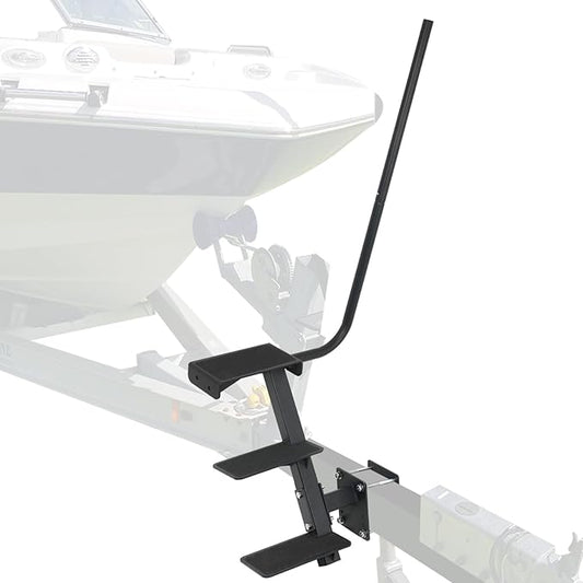 Boat Trailer Step, Heavy Duty Steel 3 Steps Ladder for Boat Trailer Tongue with Handrail, 450lbs Capacity, Black