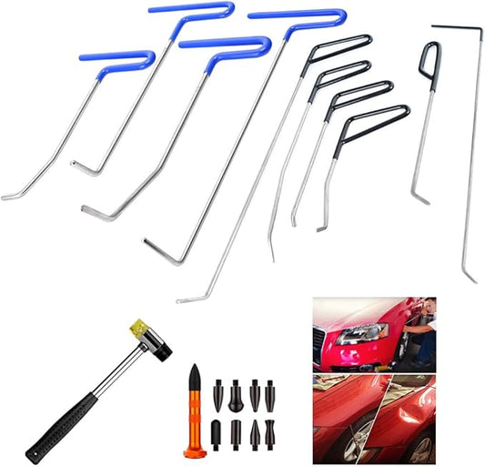 WHDZ Paintless Dent Repair Rods Auto Body Dent Removal Tools 10pcs Auto Car Body Paintless Dent Repair Dent Puller Dent Hammer Tap Down