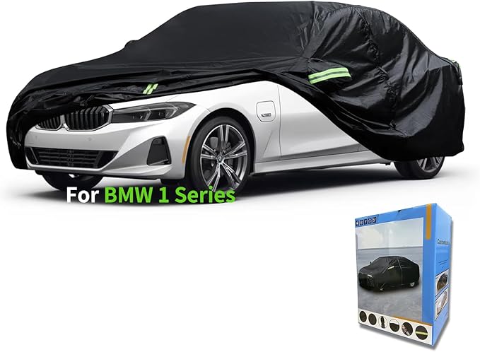 Custom-Fit for Car Cover, 7 Layers Car Cover Waterproof All Weather for Automobiles, Outdoor Full Cover Rain Sun UV Protection with Zipper (Black,for 1 Series-)