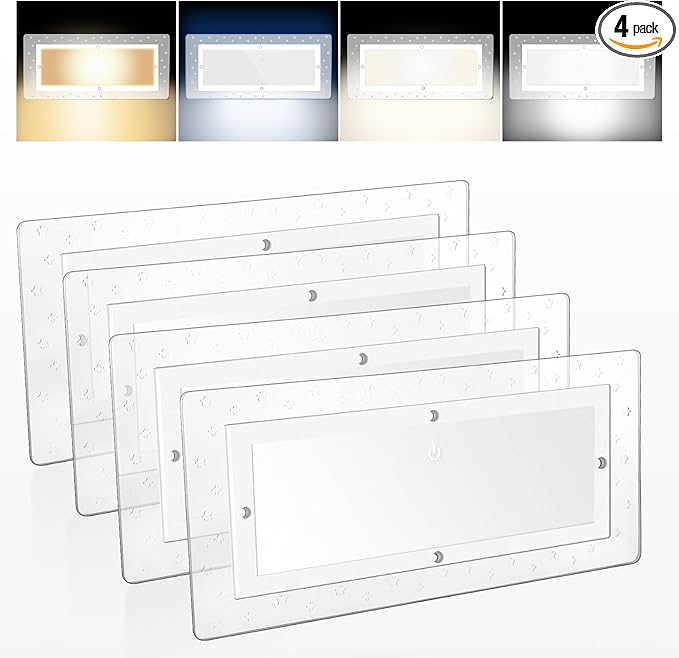 Miady RV Dimmable Lights Interior 1800 LM, 4 Color Temperature Warm Natural Cool White and Blue Ambient Lightting, 12V Volt Led Ceiling Dome Light for Camper/Car/Trailer/Boat, 4-Pack