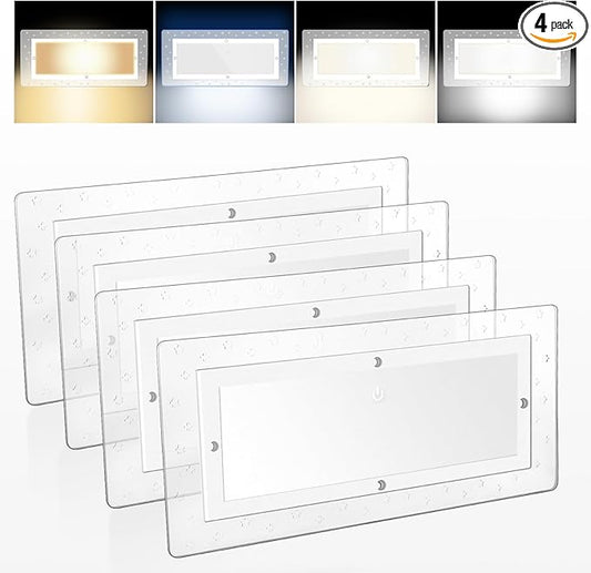 Miady RV Dimmable Lights Interior 1800 LM, 4 Color Temperature Warm Natural Cool White and Blue Ambient Lightting, 12V Volt Led Ceiling Dome Light for Camper/Car/Trailer/Boat, 4-Pack