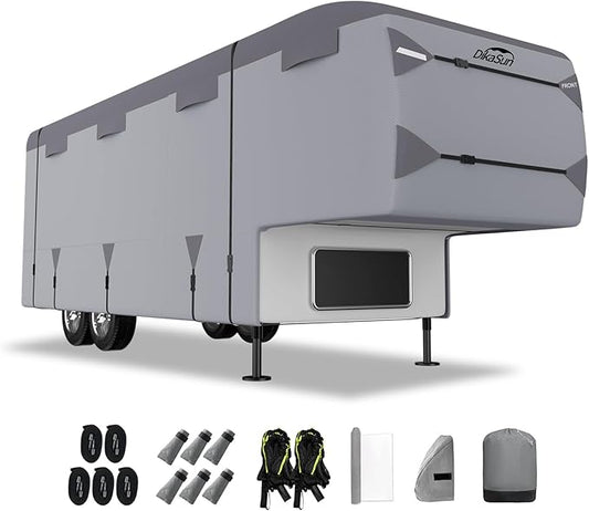 Fifth Wheel RV Cover with 7-PLy Layers,5th Wheel Camper Cover 34-37ft UV Protection Waterproof Windproof and Breathable