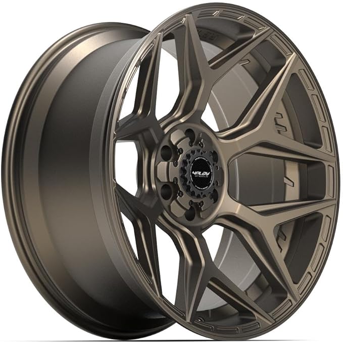 4PLAY Wheels 4P06 22 Inch Rims and Tires Fit 6x135 & 6x139.7 22x10 Satin Bronze - TerraMax RT 33x12.50/22 (Set of 4)