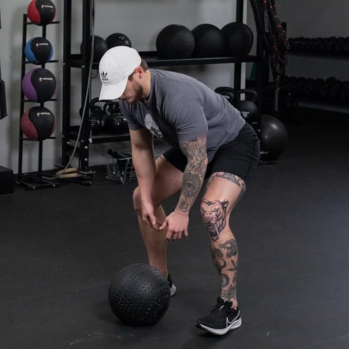 Titan Fitness Rubber Tread Slam Ball, Dead Bounce, Weight Workout - Throw, Catch, Slam, Twist